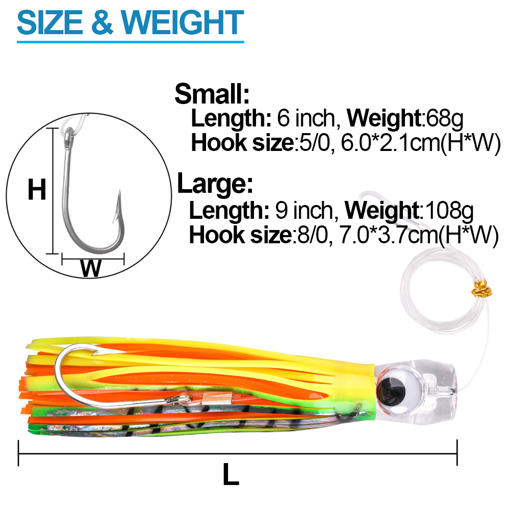3PCS Trolling Skirt Tuna Lures - Fishing Hook Size recension och pris